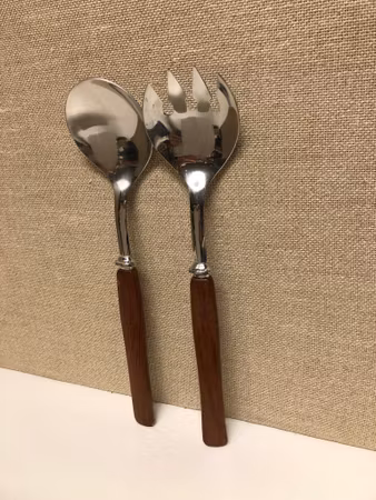 SALAD CUTLERY, teak/stainless steel, Karlsson & Nilsson, Eskilstuna, second half of the 20th century.