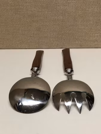 SALAD CUTLERY, teak/stainless steel, Karlsson & Nilsson, Eskilstuna, second half of the 20th century.