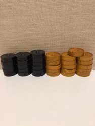 SPELPJÄSER 32 st. björk, backgammon, 1800-tal.