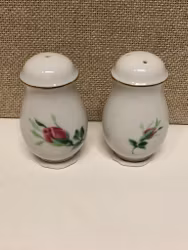 SALT AND PEPPER SQUARES, porcelain, "Rose", Christineholm.