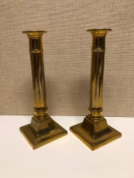 LJUSSTAKAR, ett par, mässing, handmade, Danish, 1900-talets andra hälft.