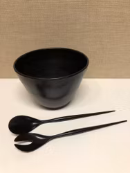 BOWL, ceramic, Höganäs, Sweden, SALAD CUTLERY, melamine, Haen, Sweden.