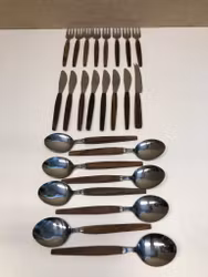 MATBESTICK 24 delar, trä/rostfritt, 1960-tal.