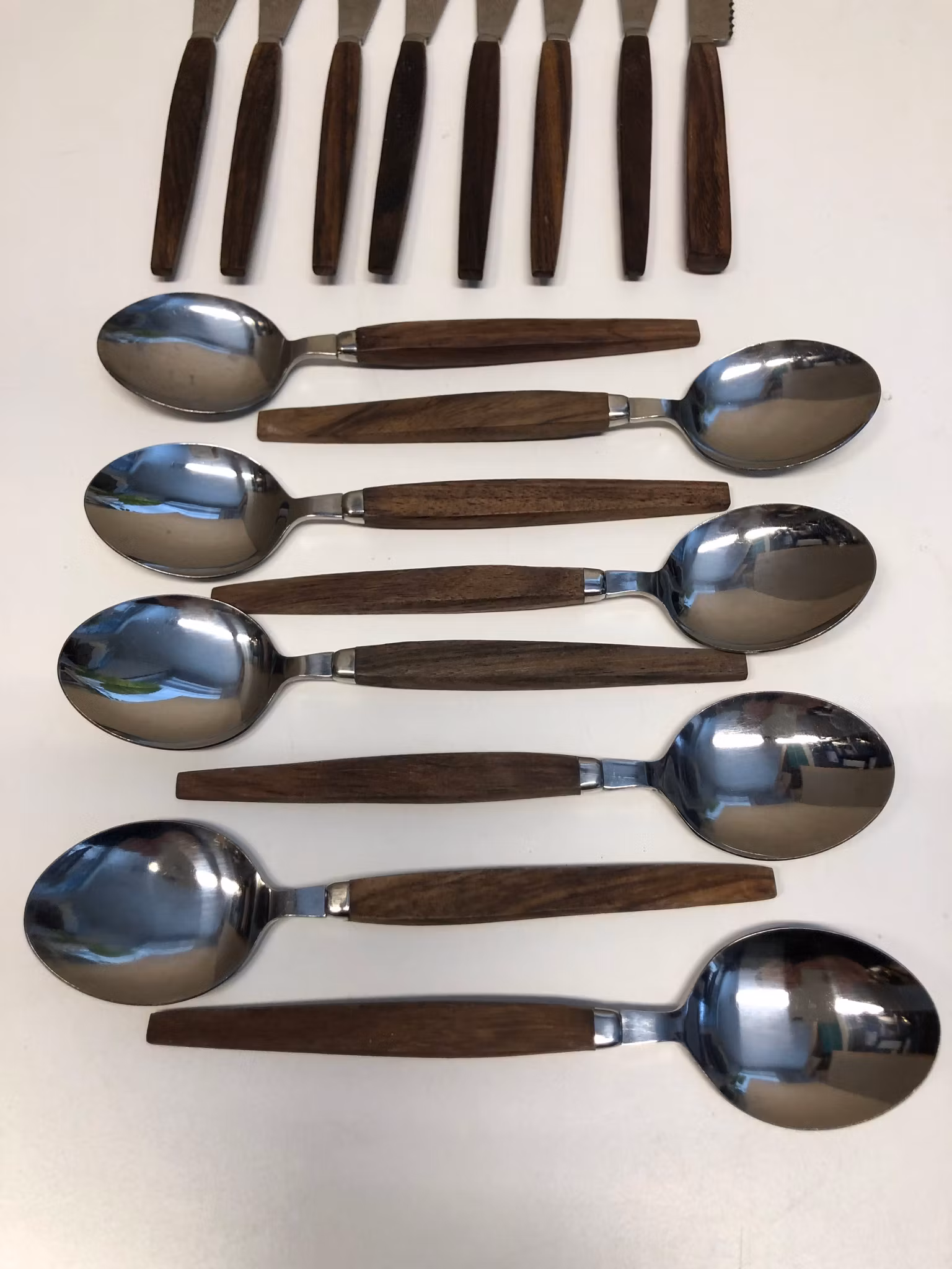 MATBESTICK 24 delar, trä/rostfritt, 1960-tal.