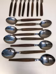 MATBESTICK 24 delar, trä/rostfritt, 1960-tal.