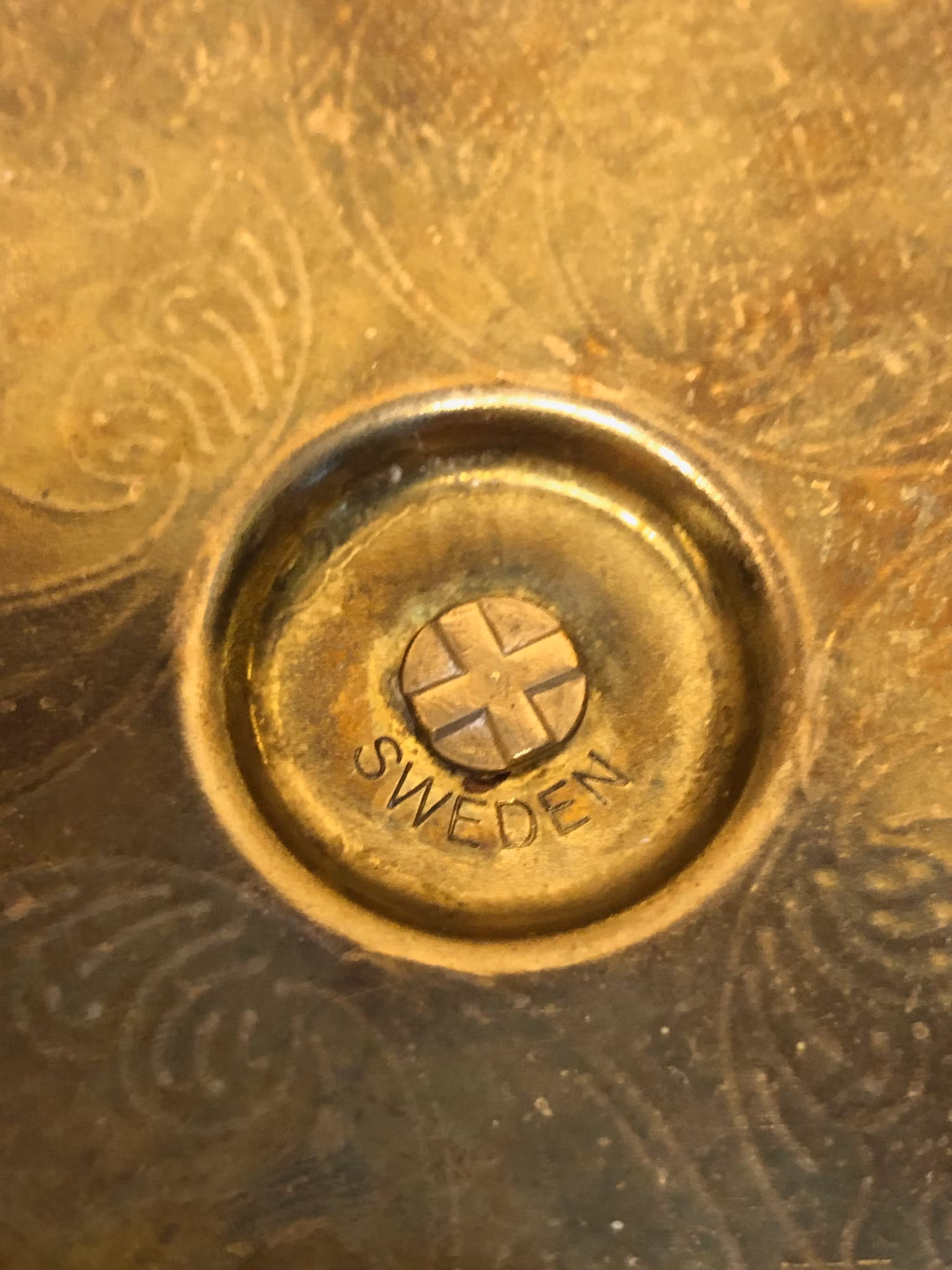 ÄNGLASPEL, mässing, (modell större för korta kronljus), 1900-talets andra hälft. SWEDEN