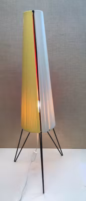 GOLVLAMPA, Tripod atomic /space age, metall/plast, 1950-tal.