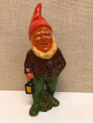 TOMTE with lantern, ceramic, Heissner, Gräfenroda, GDR, second half of the 20th century.