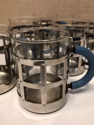 MICHEL GRAVES. Temuggar 6 st. glas/metall, Alessi, Italy.