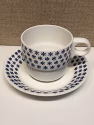 Kaffekopp med fat, benporslin,  Gustavsberg