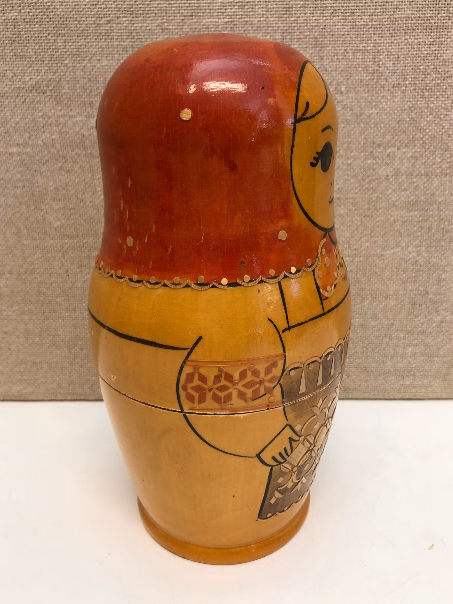 BABUSHKA, Vintage Nesting doll, rysk docka, 11 delar, trä. 1970-80-tal.