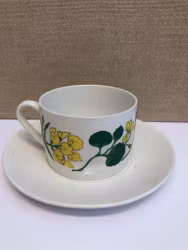 CARL ARNE BREGER. Tekopp med fat, porslin,"Flora", Import.