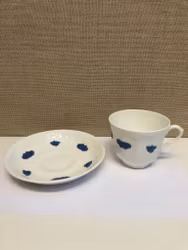 TEKOPP MED FAT, benporslin, "Blå Blom", Gustavsberg.