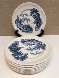 ASSIETTER 9 st. porslin, "Castle On The Lake" Johnson Bros, England, 1900-talets andra hälft.