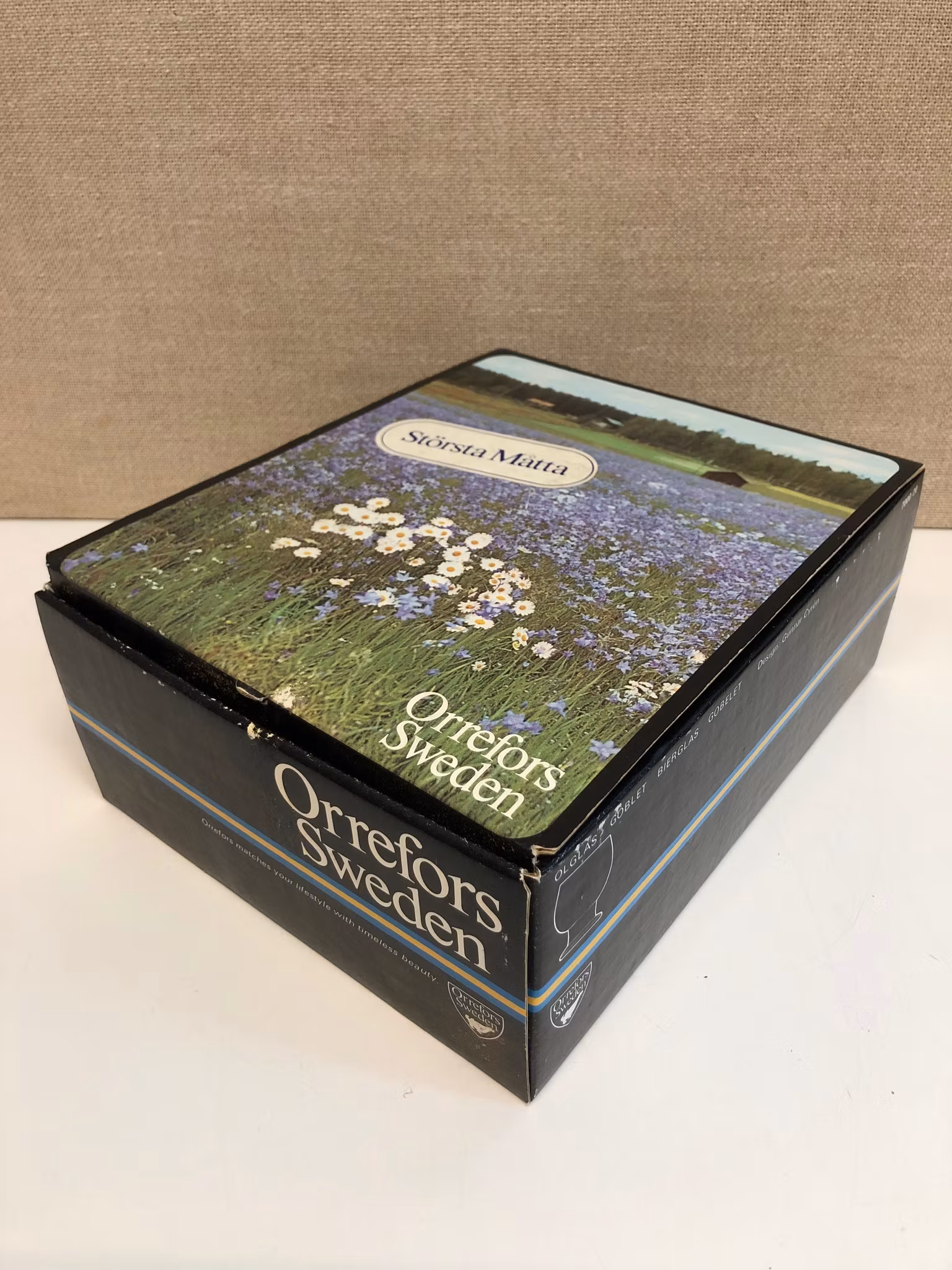 GUNNAR CYRÉN. Ölglas 4 st. i originalkartong, ”Största måtta", Orrefors.