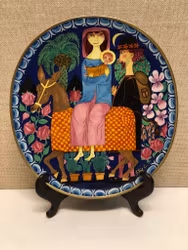 STIG LINDBERG. Plate, porcelain, "No. 1 Christmas Art", Gustavsberg, 1981.