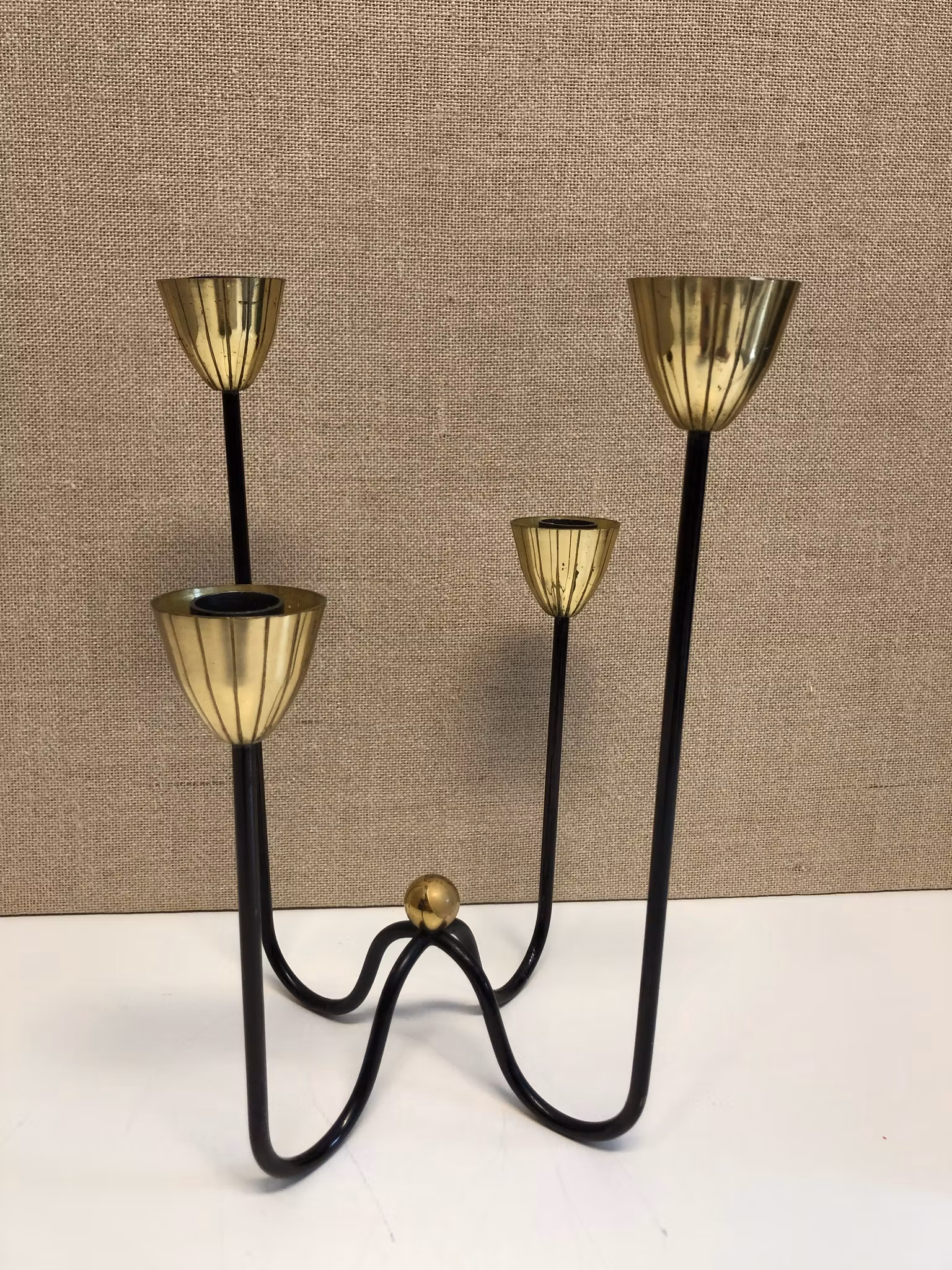 GUNNAR ANDER. Ljusstake, metall/mässing, Ystad Metall. 1950-60-tal