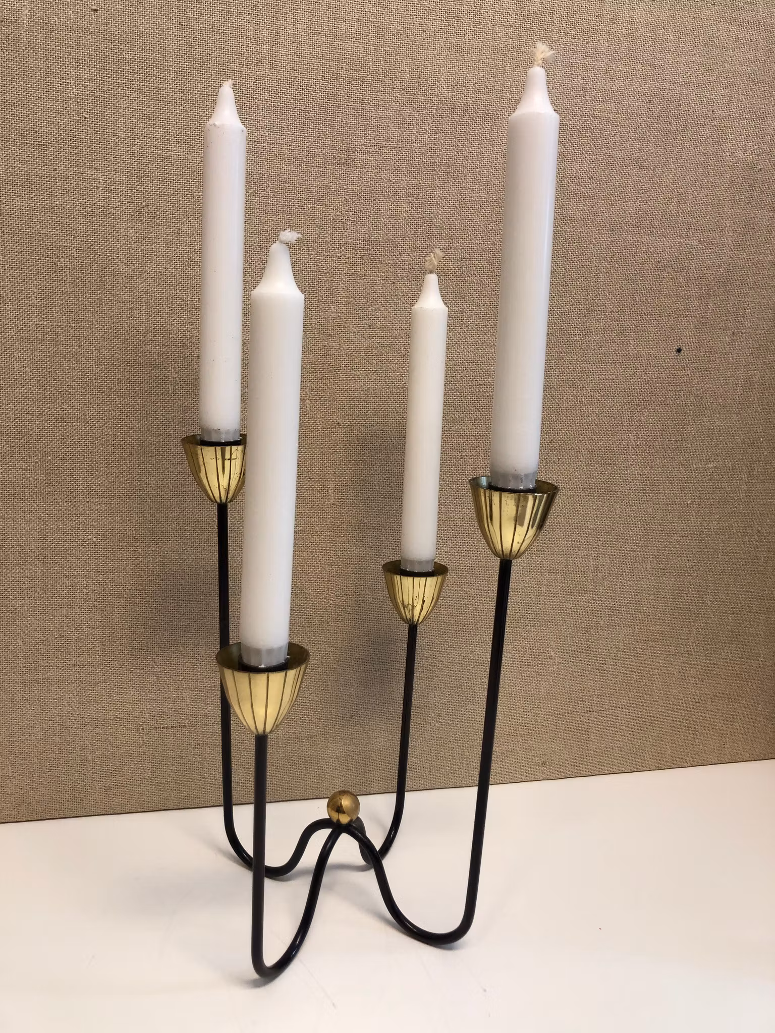 GUNNAR ANDER. Ljusstake, metall/mässing, Ystad Metall. 1950-60-tal