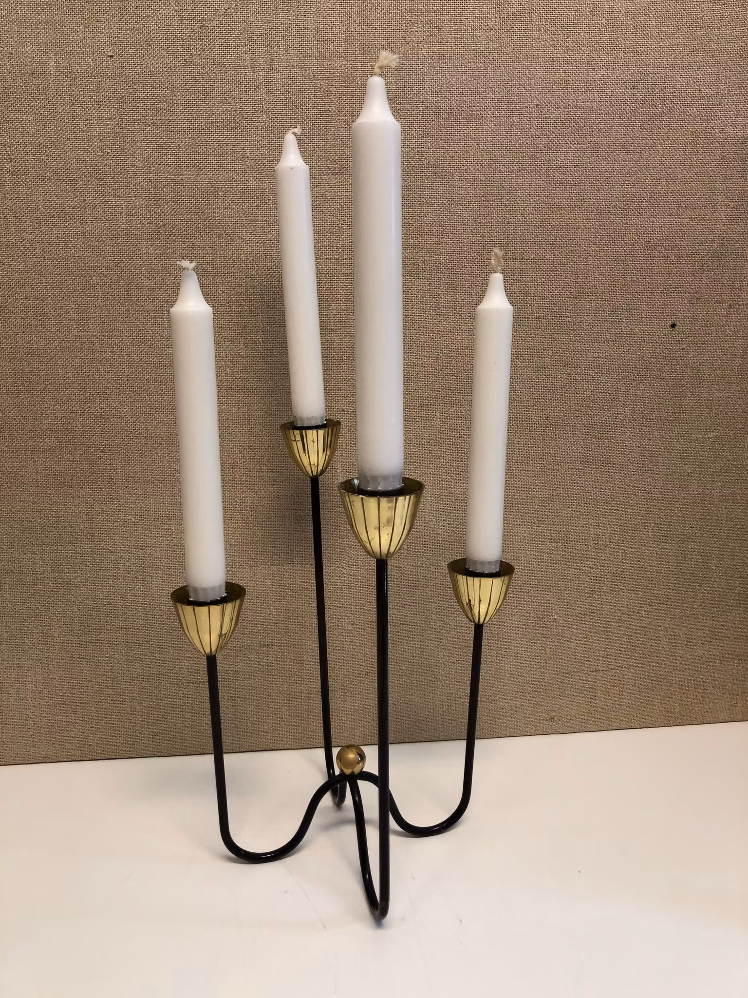 GUNNAR ANDER. Ljusstake, metall/mässing, Ystad Metall. 1950-60-tal