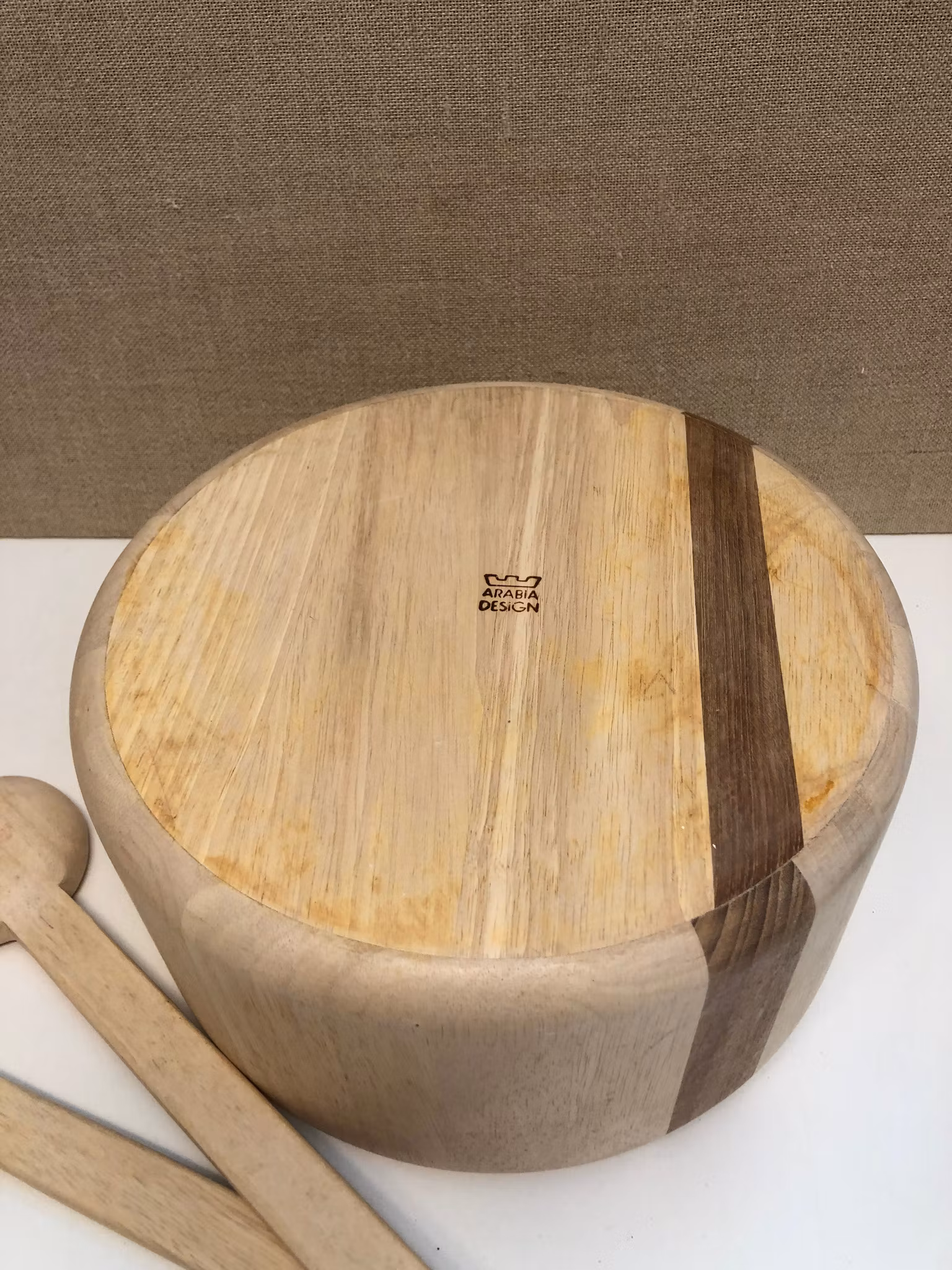 SKÅL MED SALLADSBESTICK, trä, Arabia design.