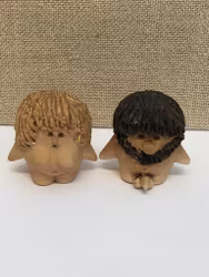 FEDERICO FABBRINI. Figuriner, Eva och Adam, keramik, Italy, 1900-talets sista kvartal.