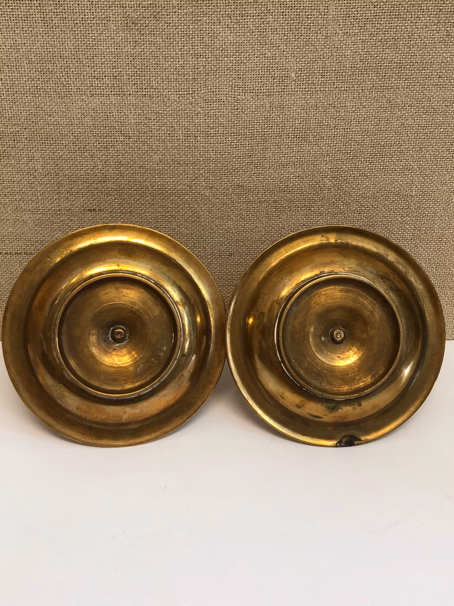 LJUSSTAKAR, ett par, mässing, C Keijser, Westerås, 18/1900-tal.