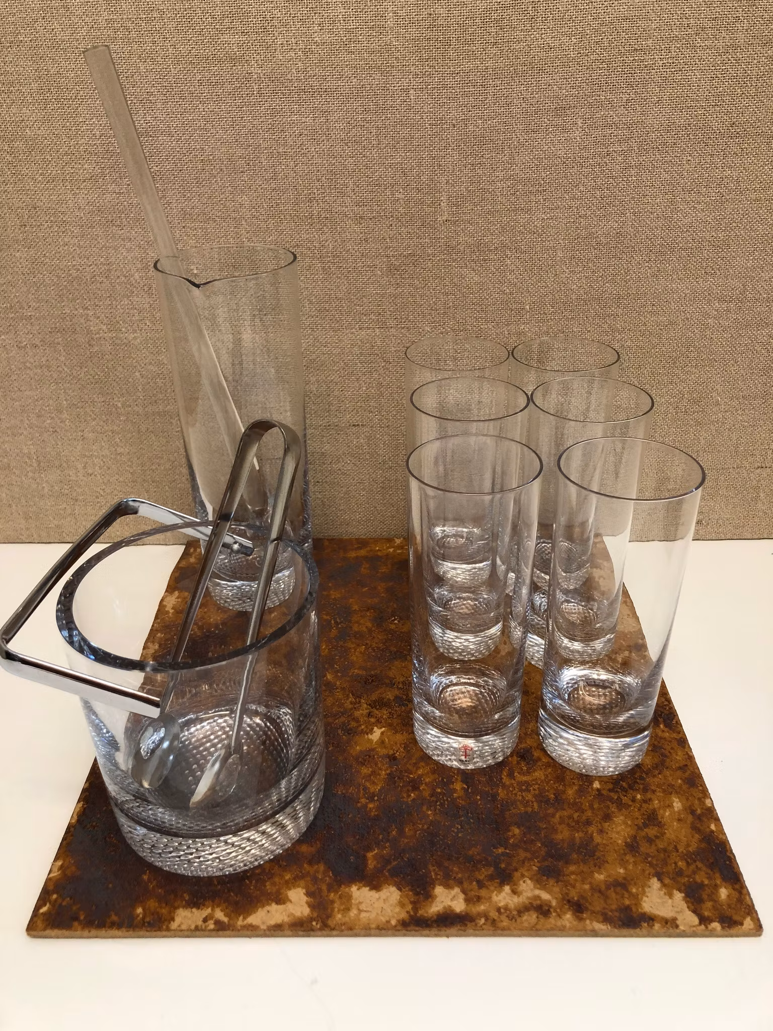 BENGT EDEFALK. Cocktailset 9 delar, glas, Skruf.