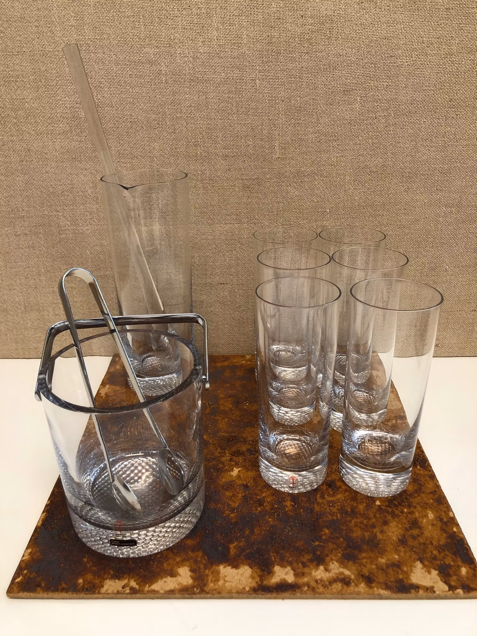 BENGT EDEFALK. Cocktailset 9 delar, glas, Skruf.