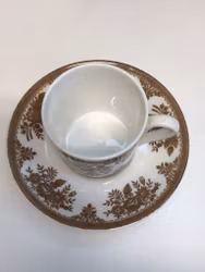 KAFFEKOPP MED FAT, benporslin, "Fasan", Gustavsberg, Sweden.