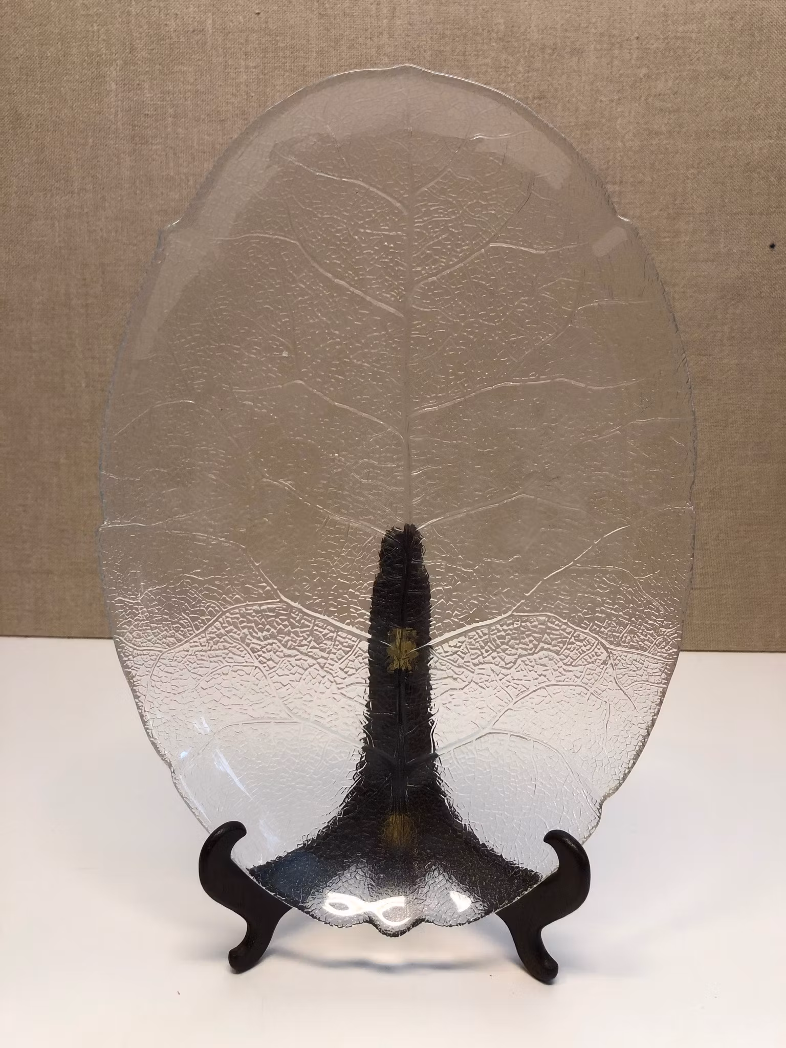 UPPLÄGGNINGSFAT, glas, "Lövet" Aspen, Luminarc, France.
