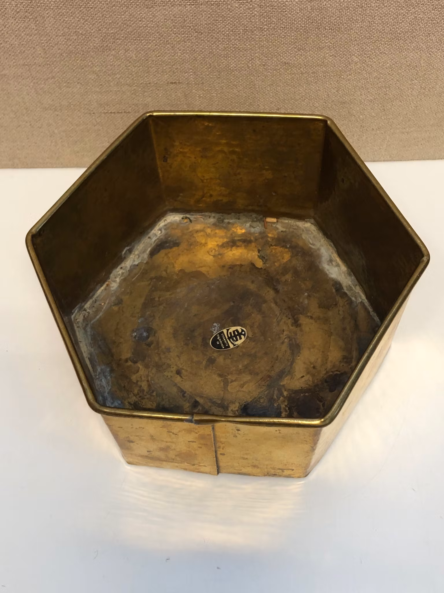 YTTERFODER 2 st. mässing, "Hexagon form", Stenwwreth Skälderviken AB, 1900-tal.