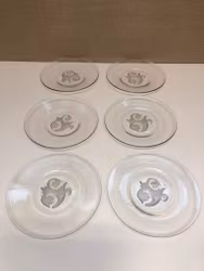 EDVIN OLLERS. Assietter 6 st. glas, Elme glasbruk, 1900-talets första hälft.