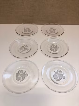 PLATES 6 pieces. glass, first half of the 20th century.