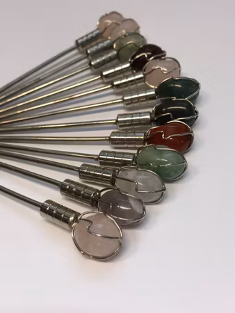 COCKTAIL STICKS 12 pcs. metal/stone, second half of the 20th century.