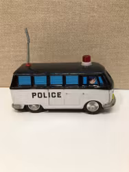 TOY CAR, sheet metal, Ichiko VW, Police Transporter, Korea, 1960s/70s.