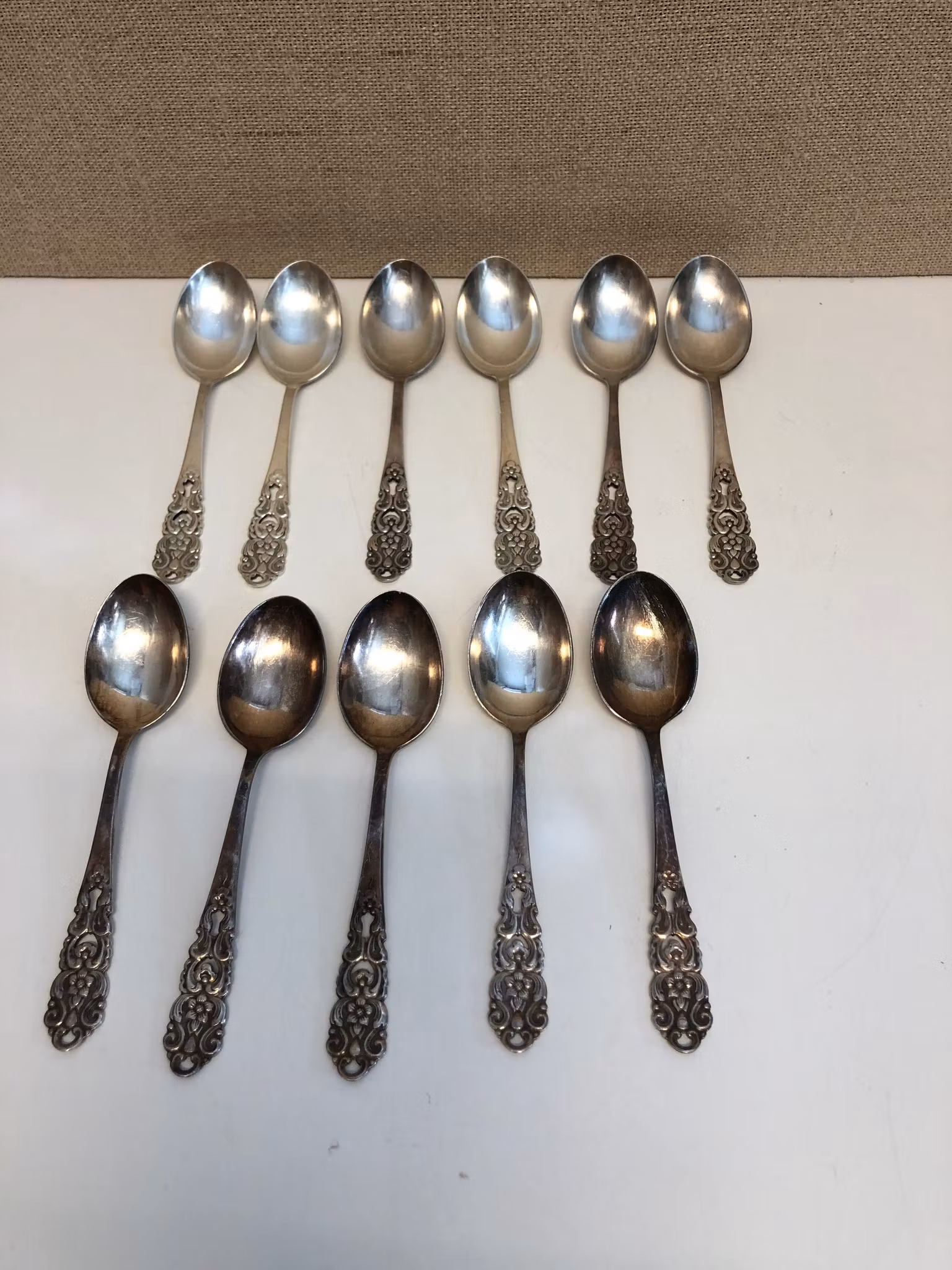 DESSERTSKEDAR 11 st. nysilver, Guldsmeds Aktiebolaget, 1900-tal.