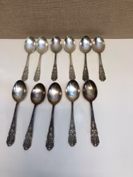 DESSERT SPOONS 11 pcs. nickel silver, Guldsmeds Aktiebolaget, 20th century.