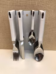 CUTLERY 24 pieces + WALL HOLDER, metal/plastic, "Tango Abs", abert, Italy.