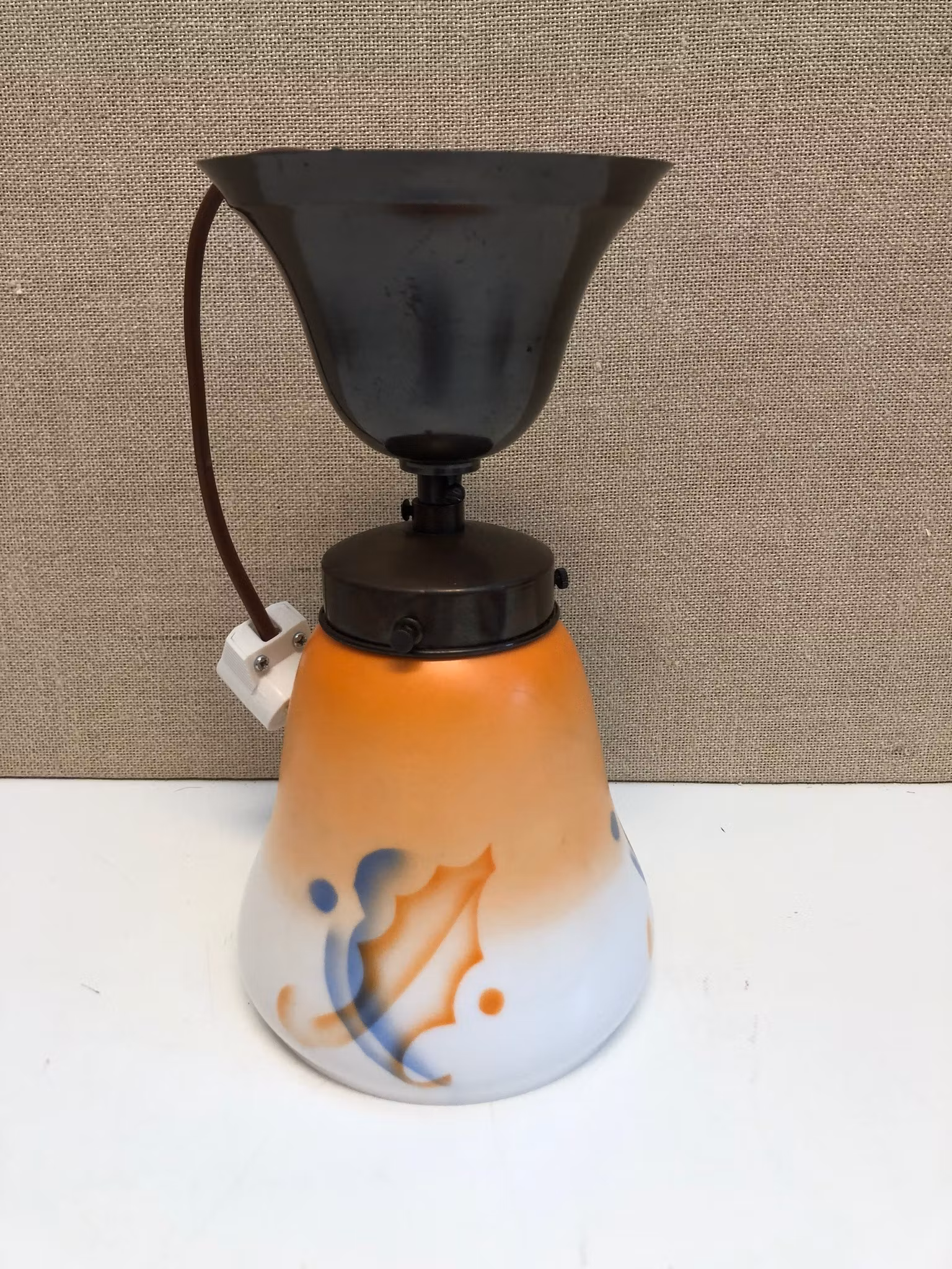 TAKLAMPA, metall/glas, 1930/40-tal.