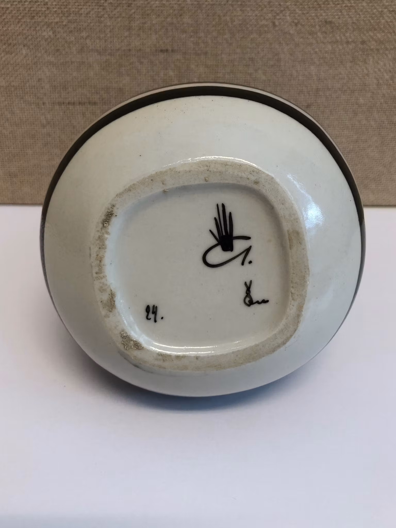 KARIN BJÖRQVIST. Vas, keramik, "Diagonal", signerad, Gustavsberg Studio.