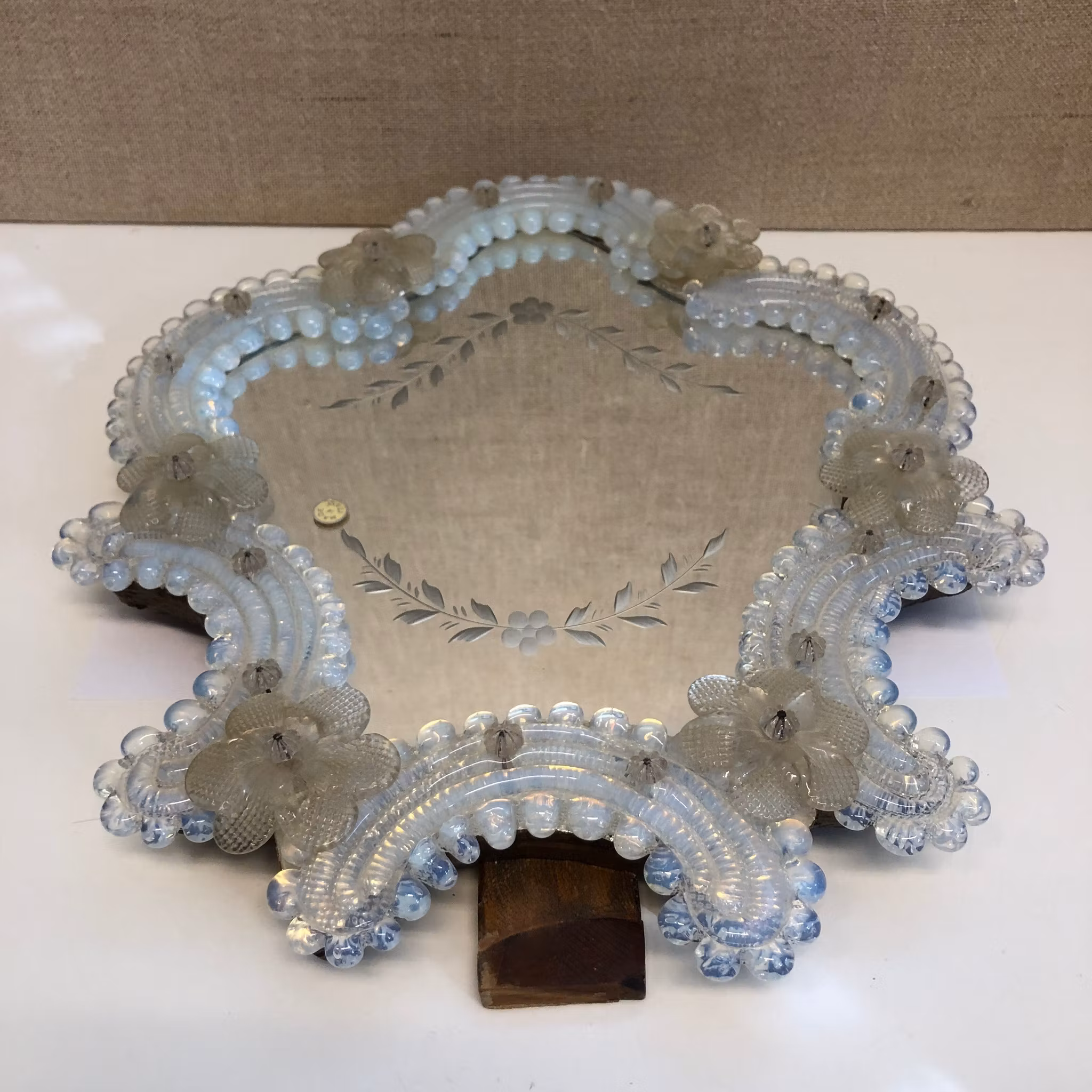 BORDSSPEGEL, glas/trä, venetiansk stil, Italy.