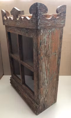 WALL CABINET, painted pine, peasant, second half of the 19th century.