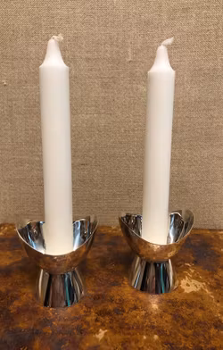A pair of CANDLESTICKS, nickel silver, Guldsmeds aktiebolaget, second half of the 20th century.