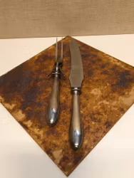 TRANCHERBESTICK 2 delar, nysilver, "Svenska modellen", C.G. Hallberg, 1900-talets första hälft.