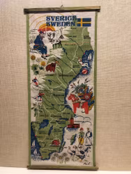 MIA LEIJONMARCK. Väggbonad, textil, "Sverige karta", 1900-talets andra hälft.