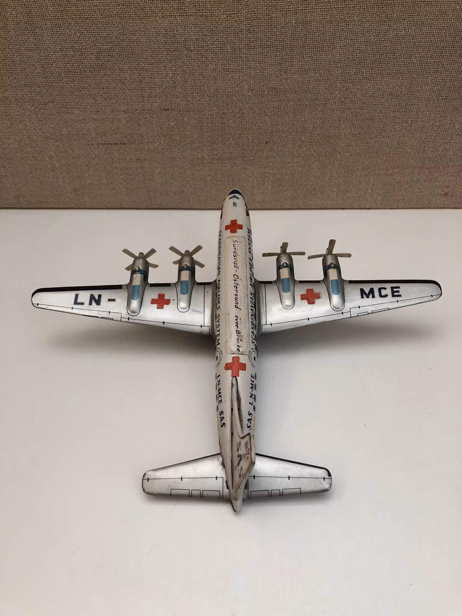 FLYGPLAN, plåt, SAS LN-MCE, E.T.C. o, Japan, 1960-tal.
