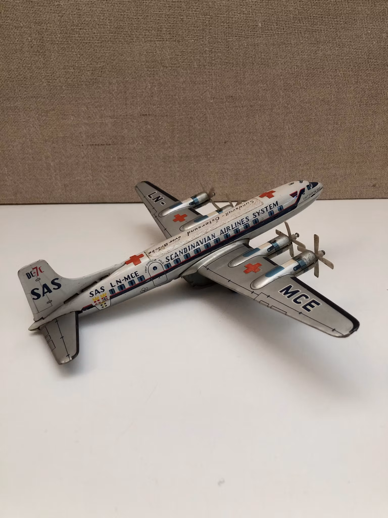 FLYGPLAN, plåt, SAS LN-MCE, E.T.C. o, Japan, 1960-tal.