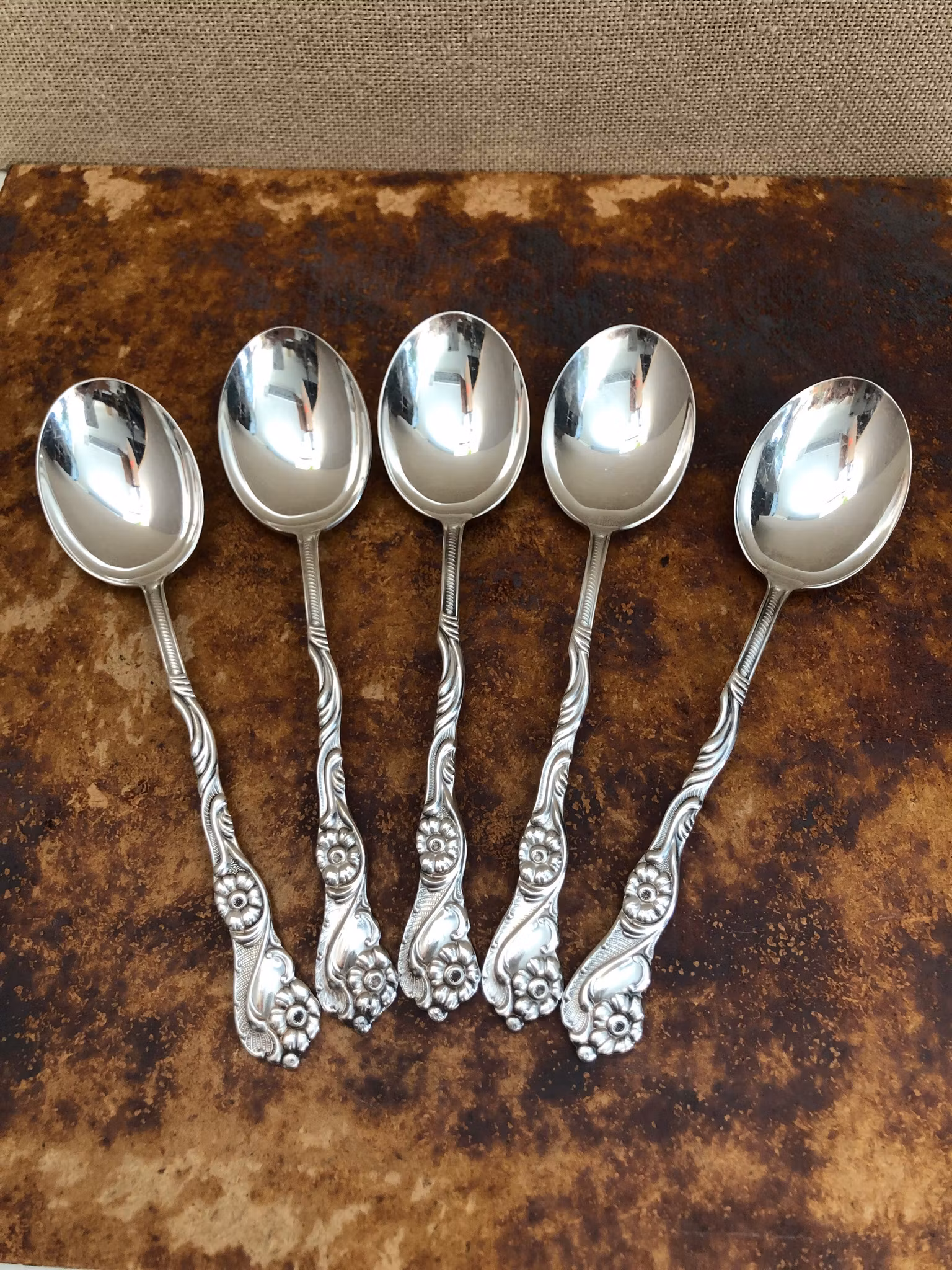 MATSKEDAR 5 st, nysilver, "Amsterdam", 1900-talets andra hälft.