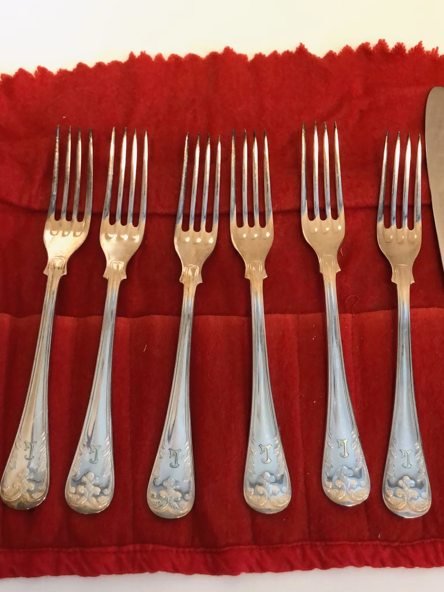 FÖRRÄTTSBESTICK 12 delar, nysilver, "Franska Liljan", Mema.