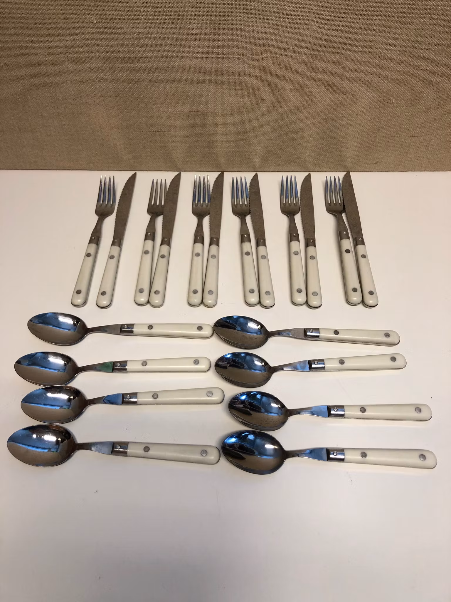 MATBESTICK, 20 delar, stainless steel, Melron France, 1900-talets sista kvartal.